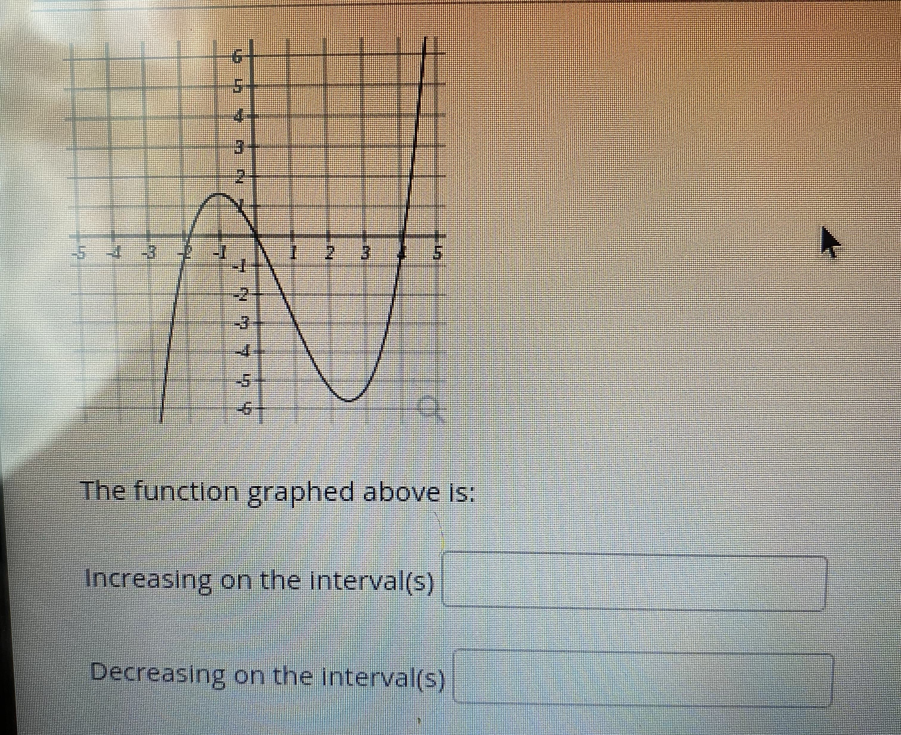 Increasing on the Interval(s)
Decreasing on the interval(s)
