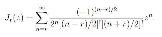 (−1)(n-r)/2
J,() = Σ 2n[(n – r)/2]![(n + r)/2]!
n=η