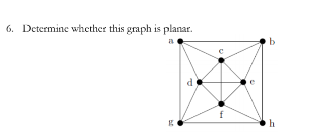 6. Determine whether this graph is planar.
a
b
d
f
g
h
