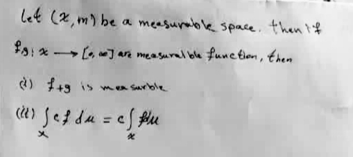let (2, m) be a meesurable space. then f
A: * L, m] are measural ble funetion, then
) f+3 is mea surble
