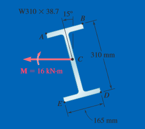 W310 X 38.7 15°
A
310 mm
M = 16 kN-m
165 mm
