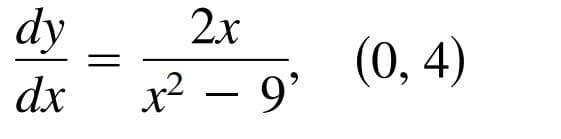 dy
2x
(0, 4)
dx
x2 – 9'
||
