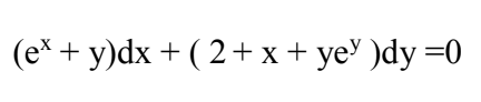 (e* + y)dx + ( 2+ x + ye' )dy =0
