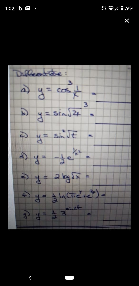 1:02 b M
O PA 1 76%
Dalleatte:
= cos I
3.
= Sinvt
%3D
