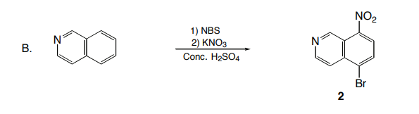 B.
1) NBS
2) KNO3
Conc. H₂SO4
2
NO₂
Br