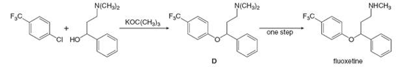 NHCH,
N(CHal2
N(CH)2
кос(сн
F3C.
F3C
F,C.
one step
CI HO
D.
fluoxetine
