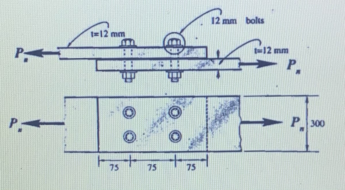 12 mm bolts
1=12 mm
t%312 mm
> P
P.
P300
75
75
75
