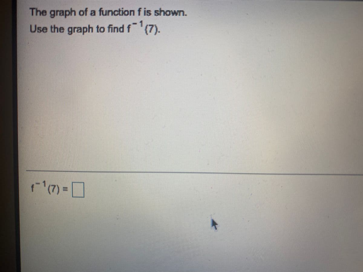 The graph of a function f is shown.
Use the graph to find f (7).
1(7)3D
