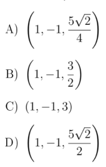 V2
(1.-1.
(1.-1;)
A)
1, –1,
4
3
B)
C) (1, –1,3)
5/2
D) (1, –1,
2
