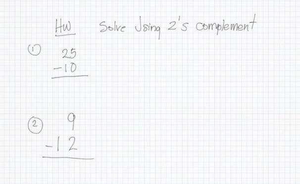 Hw
Joing 2's complement
Solve
25
-10
2.
-12
