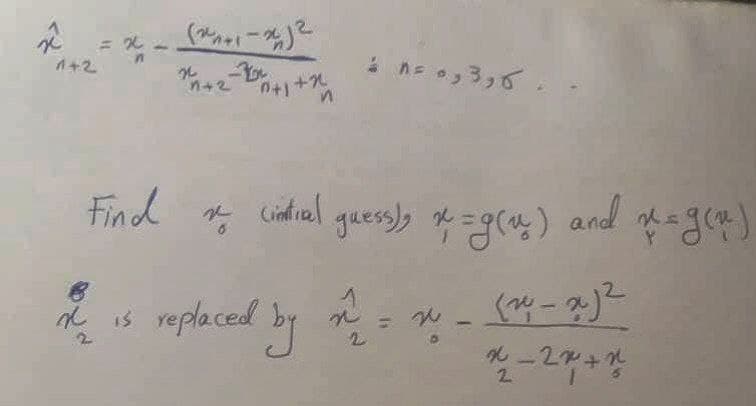 1+2
= x
Find
22
n+2
1
0+1+2
n
2 Cintial
guess); x =g(u)
n² = n
Ⓡ
n is replaced by
2
-
and
(2-x)²
x-2x+x
2
x = g(x)