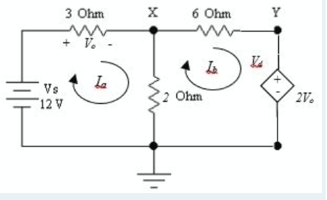 3 Ohm
6 Ohm
Y
+ V.
La
Vs
Ohm
2Ve
12 V
