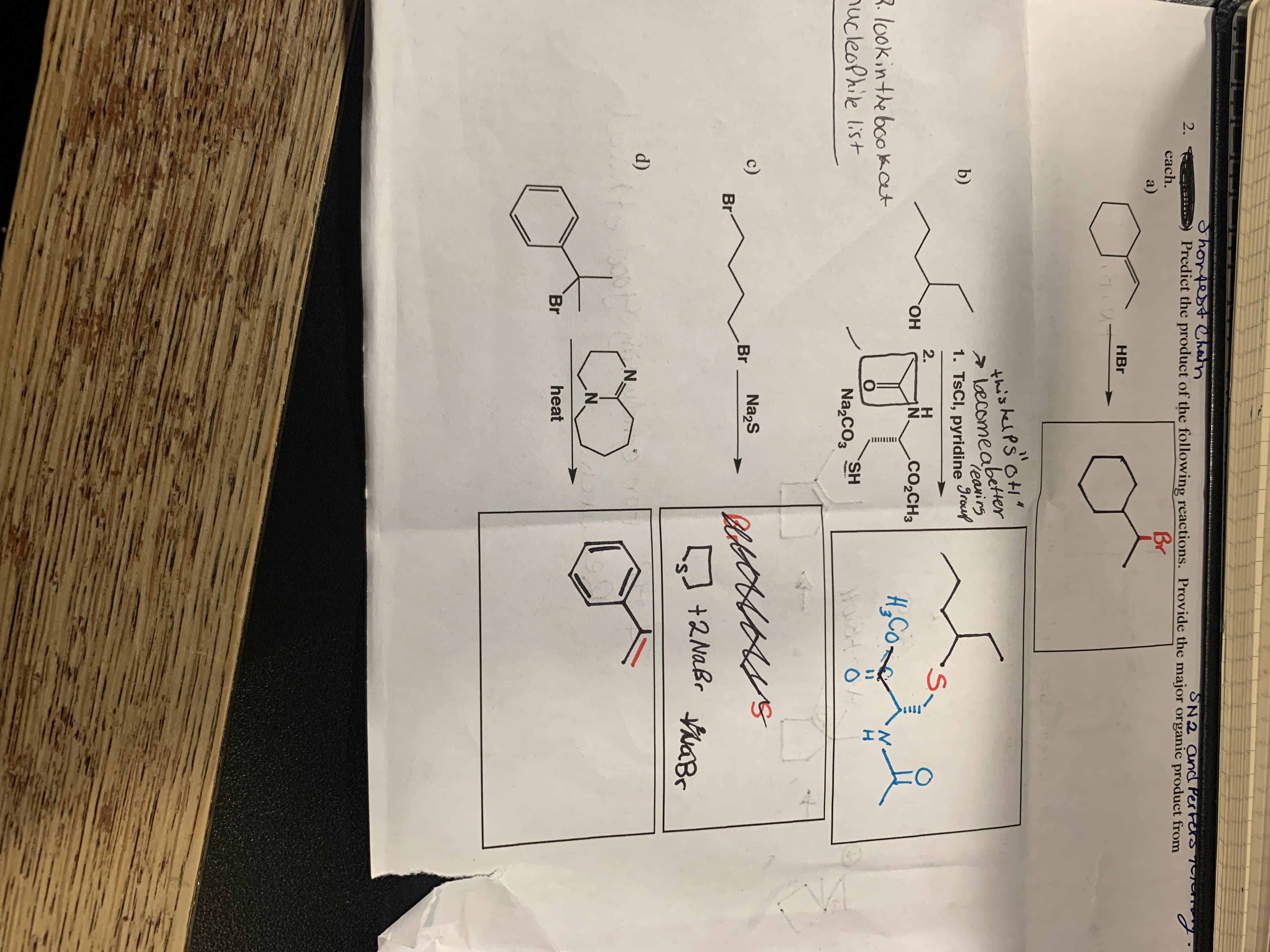 thishelPS ot
a lecomeabetter
Teaving
b)
1. TSCI, pyridine Irouf
2.
HO.
N.
.CO2CH3
ebookat
:list
SH
Na,CO3
Br
Na,s
Br
O +2 NaBr aB
