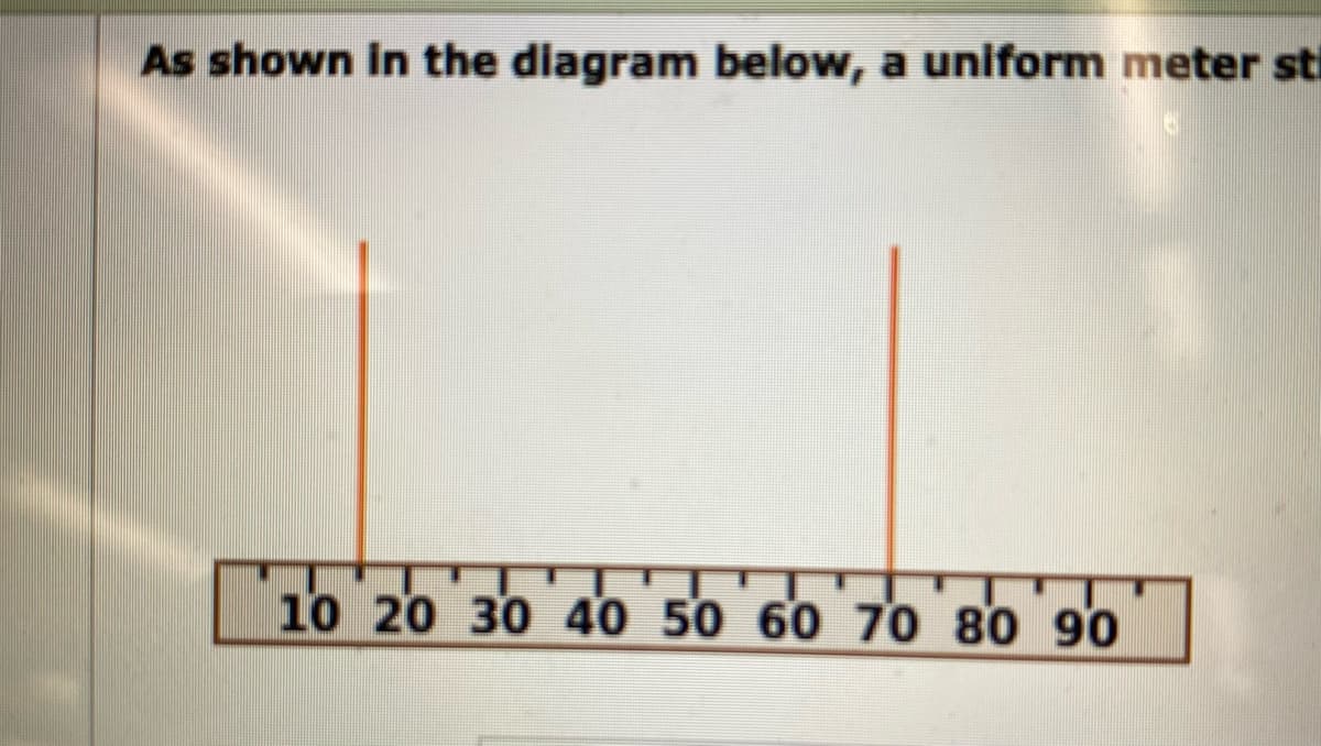 As shown in the diagram below, a uniform meter sti
10 20 30 40 50 60 70 80 90