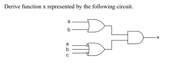 Derive function x represented by the following circuit.
a
a

