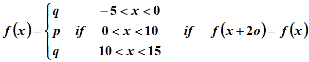 — 5 <х <0
f(x)-{р if 0<x<10
if f(x+20) f(x)
10 <x<15
