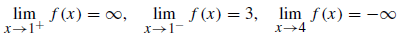 lim f(x) = 0,
x→1+
lim f(x) = 3,
lim f(x)
= -00
X1-
