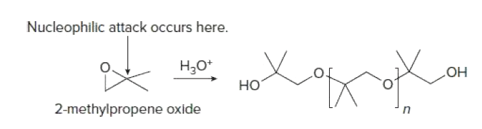 Nucleophilic attack occurs here.
Нао
но
но
2-methylpropene oxide

