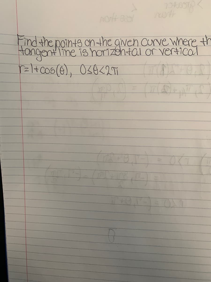 Find the points on the given curve where th
Hangentline is horizontal or vertical
