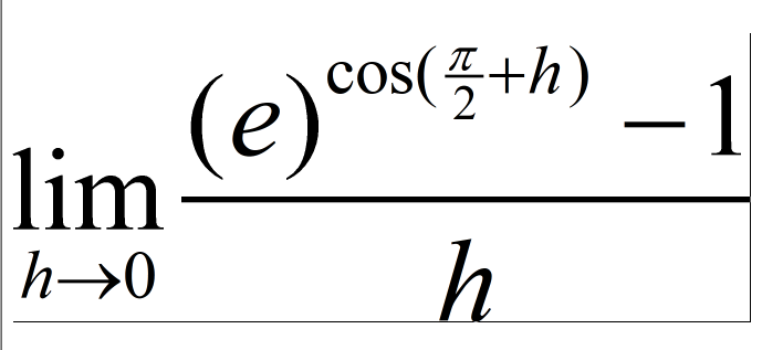 lim
h→0
(e) cos( 5 + h)
h
2 – 1