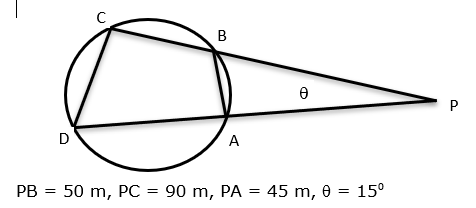 B
D
A
PB
50 m, PC
90 m, PA = 45 m, 0 = 15°
%3D
