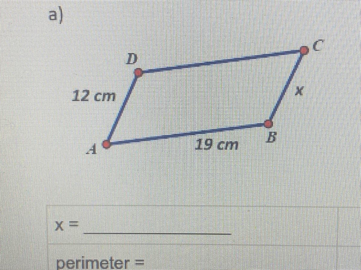 a)
12 cm
19cm
perimeter
%3D
