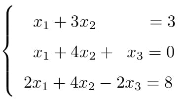 Xi + 3x2
= 3
xi + 4x2 + x3 = 0
2.x1 + 4x2 – 2x3
8.
