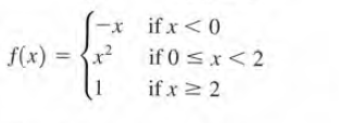 -x ifx<0
f(x) =
if 0 <x< 2
if x2 2
x²
