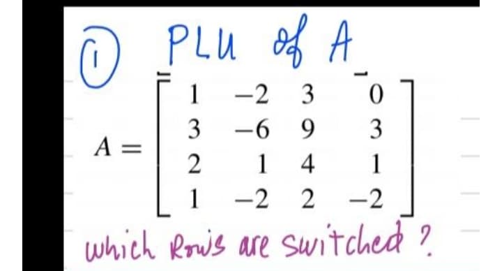 O
PLU of A
-2 3
-6 9
3
A =
3
1
4
1
1
-2 2 -2
which Ronis are switched ?
1.

