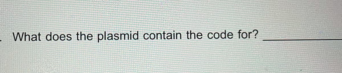 What does the plasmid contain the code for?
