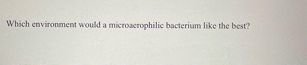 Which environment would a microaerophilic bacterium like the best?
