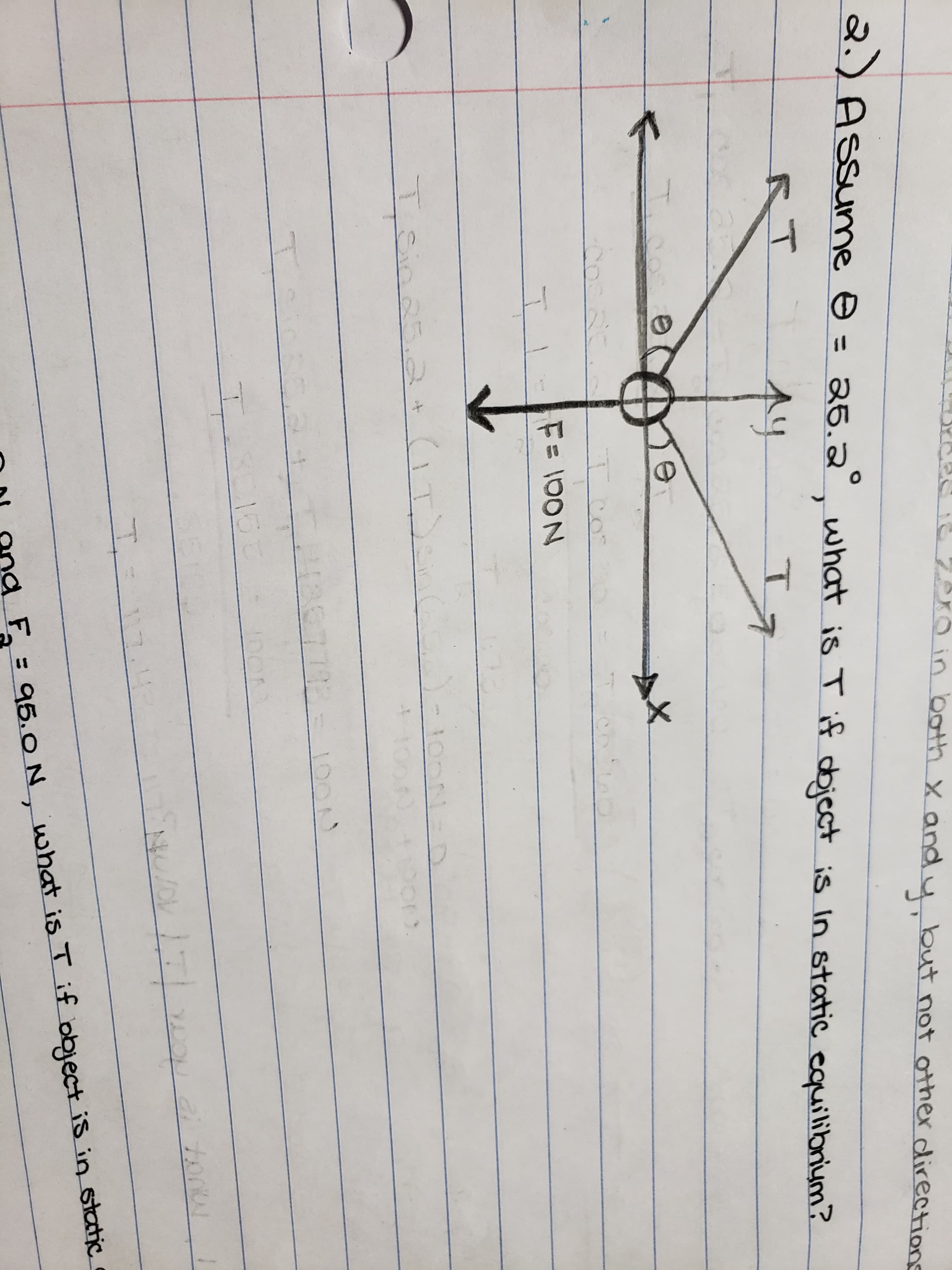 Assume e = 25.2 what is T if objcct
is In static equilibrym?
%3D
A4
