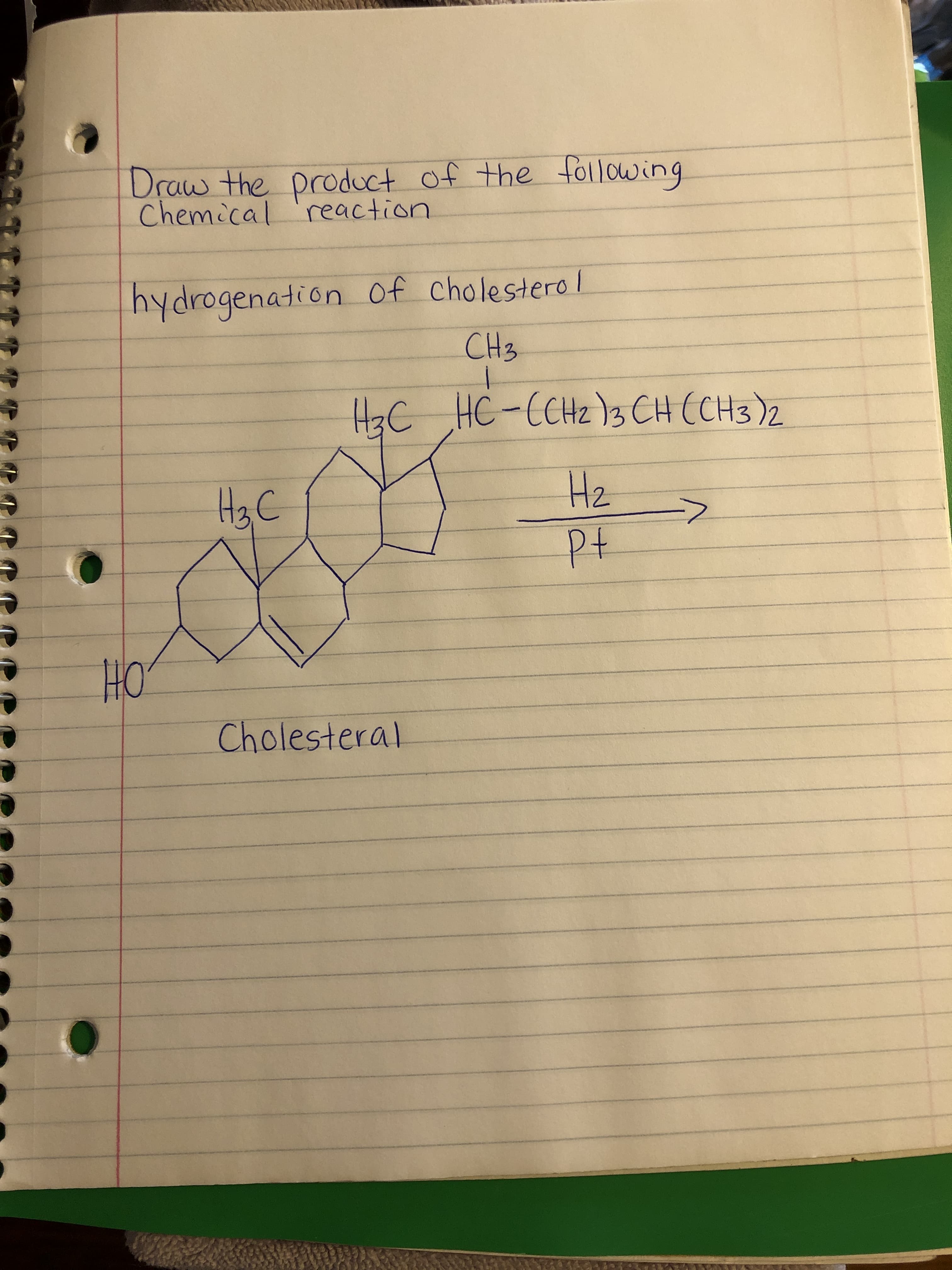 hydrogenation of cholesterol
