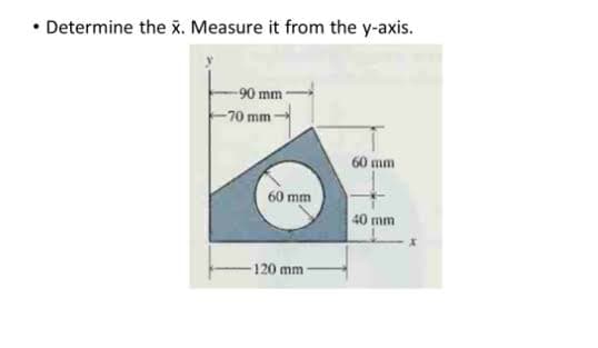 • Determine the x. Measure it from the y-axis.
-90 mm
-70 mm-
60 mm
60 mm
40 mm
120 mm
