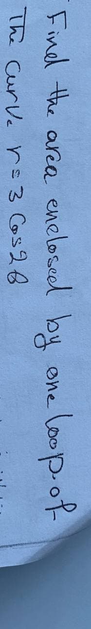 Find the area enclosed by one loop of
The Curve r = 3 6s26