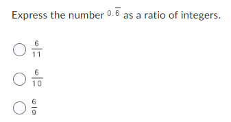Express the number 0.6 as a ratio of integers.
ㅇ유
ㅇ.