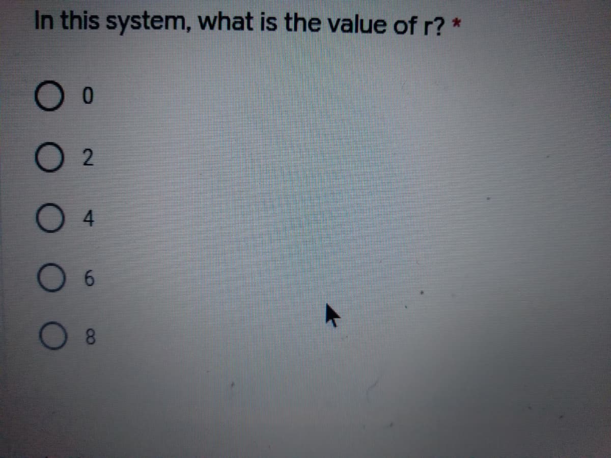 In this system, what is the value of r? *
4.
6.
