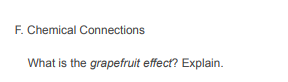 F. Chemical Connections
What is the grapefruit effect? Explain.
