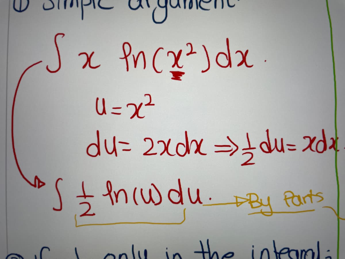 Sx Pn cx?)dx
U=x²
du= 2xdx >du= Xdx
thcw du.
By Parts
rI anlu in the inteamla
