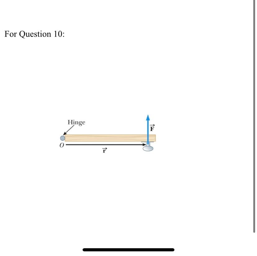 For Question 10:
Hinge
Î
F