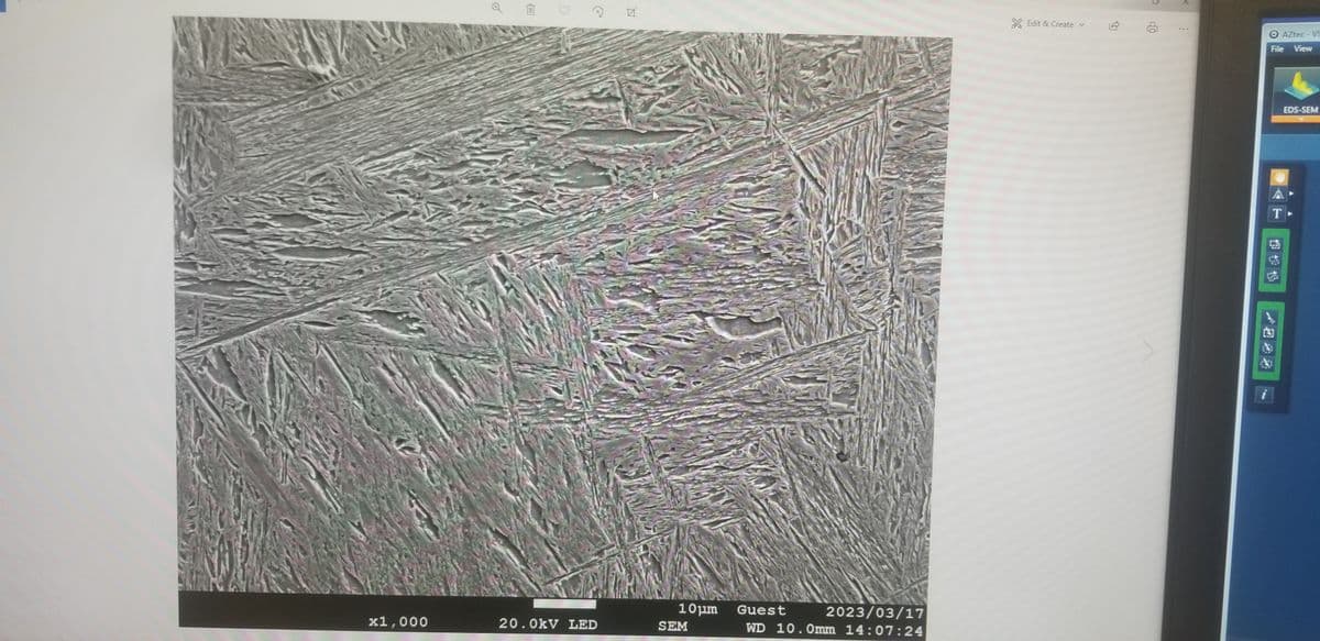 x1,000
Q
3
20.0kV LED
14
10μm
SEM
2023/03/17
10.0mm 14:07:24
Guest
WD
Edit & Create v
3
A
x
7,
File View
T
AZtec - VS
Lady
bod
EDS-SEM