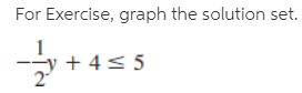 For Exercise, graph the solution set.
y + 4< 5
