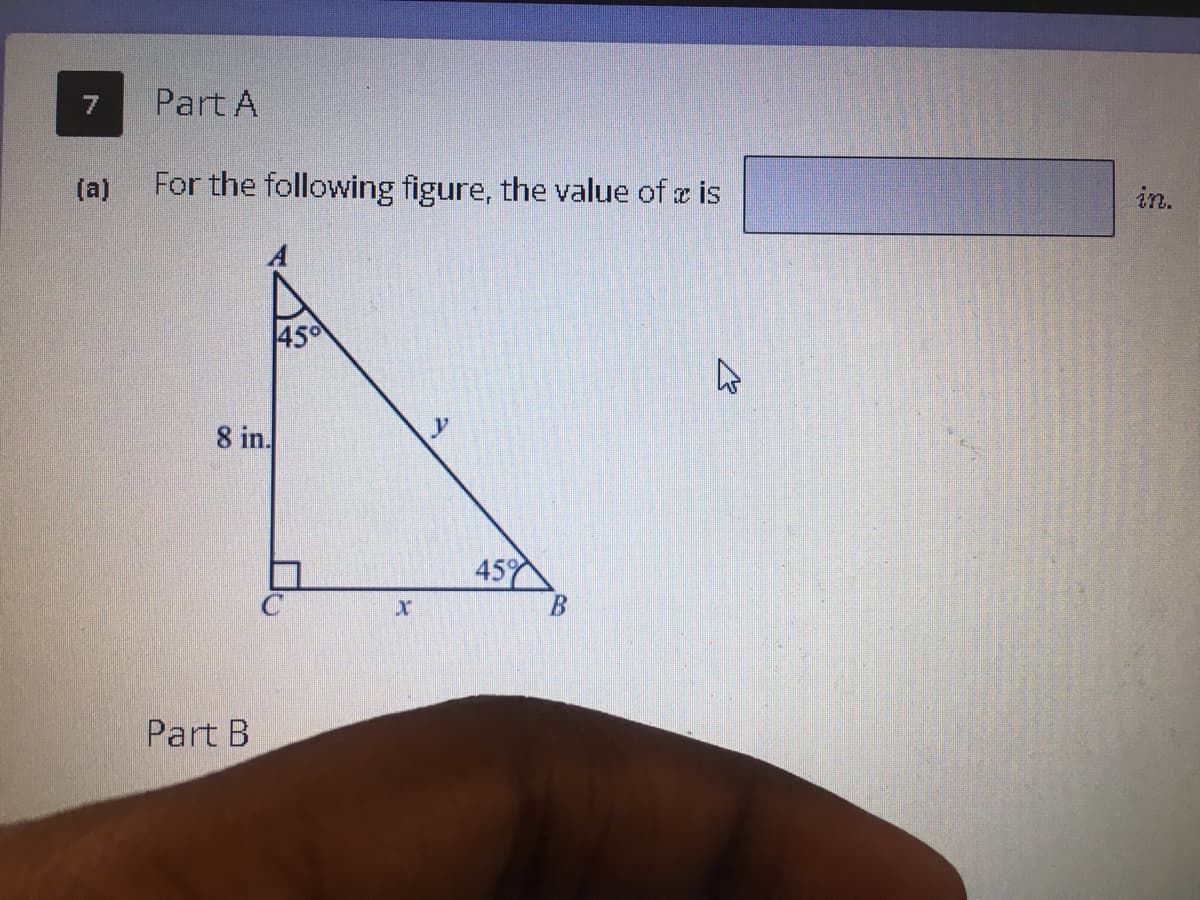 7.
Part A
(a)
For the following figure, the value of e is
in.
45
8 in.
45
Part B
