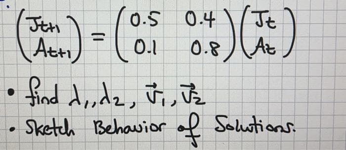 :) = (0.5 0.4) (+)
Jtti
Atti
●
find d,, dz, J₁, J₂
Sketch Behavior of Solutions.