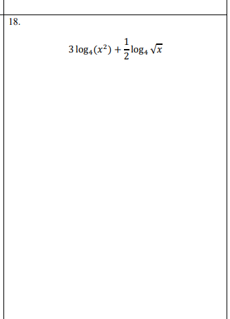 18.
3 log, (x²) +log, vx
