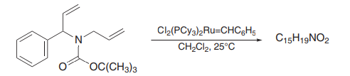 ClL(PCY3)2Ru=CHC;H5
N.
C15H19NO2
CH,Cl2, 25°C
OC(CH3)3
