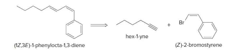 Br
hex-1-yne
(1Z,3E)-1-phenylocta-1,3-diene
(Z)-2-bromostyrene
