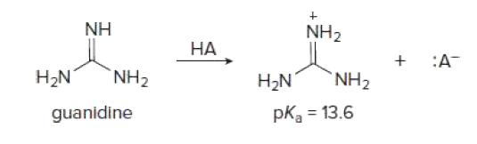 NH
NH2
НА
+ :A-
H2N
`NH2
H2N
NH2
guanidine
pk3 = 13.6
