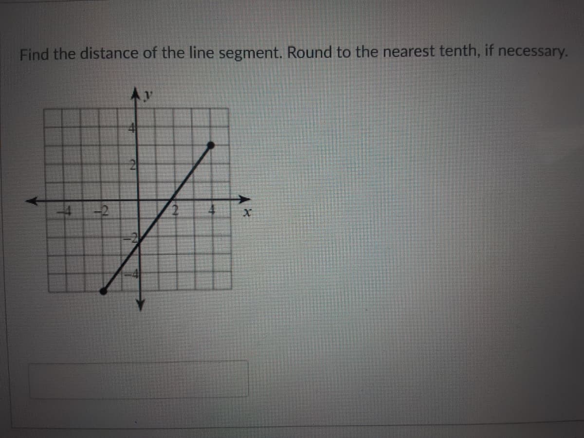 Find the distance of the line segment. Round to the nearest tenth, if necessary.
-2
