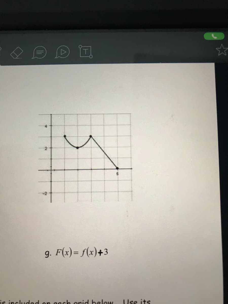 9. F(x)= f(x)+3
is included on each orid below
Use its
